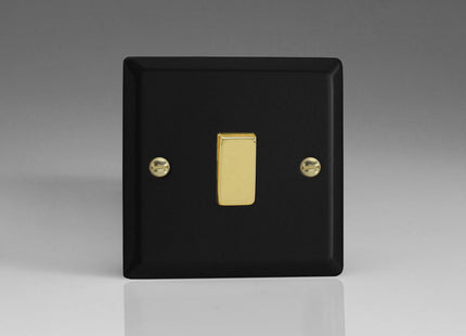 Varilight Vogue Collection Matt Black 1-Gang 1 or 2-Way 10 Amp Switch with Brass Rocker