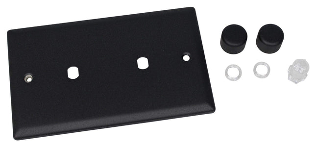 Varilight WYD2.MB Urban Matt Black 2-Gang Dimmer Plate Only + Dimmer Knobs (Twin Plate)