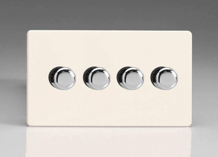 Varilight Primed Ready to Paint Flat Plate Screwless V-Pro 4X 250W 2-Way Push-on Push-Off Trailing Edge Dimmer (Double Plate)