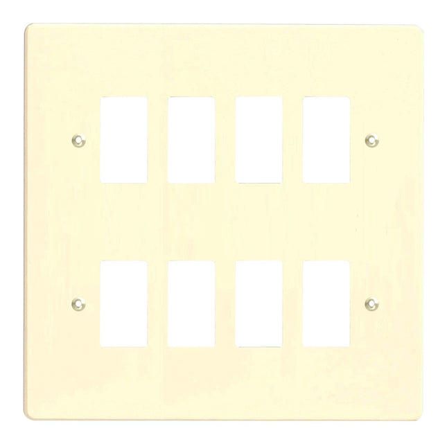 Varilight 8-Gang Grid Plate (Double Twin Plate) White Chocolate XDWPG8-P