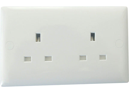 Varilight XO5UW Value Polar White 2-Gang 13A Unswitched Plug Socket