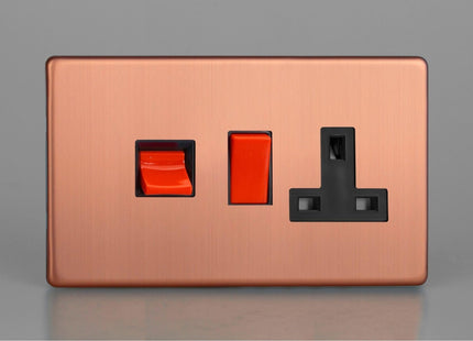 Varilight 45A Cooker Panel With 13A Double Pole Switched Socket Outlet (Red Rocker)