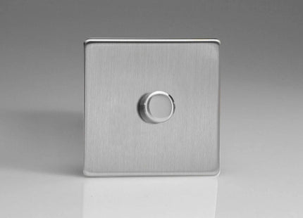 Varilight JDSP401S Leading & Trailing Edge 1-Gang Brushed Steel, 86x86x48mm
