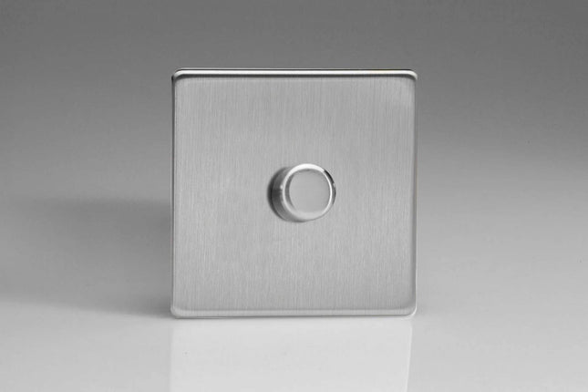 Varilight JDSP401S Leading & Trailing Edge 1-Gang Brushed Steel, 86x86x48mm