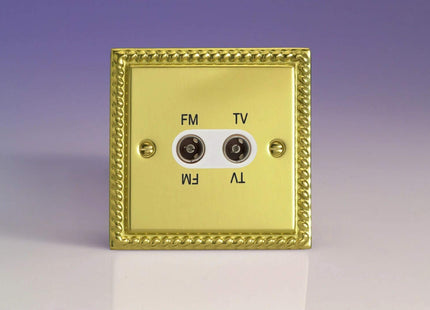 Varilight 2-Gang Diplex Plug Socket, TV/FM Georgian Brass XGTVFMW