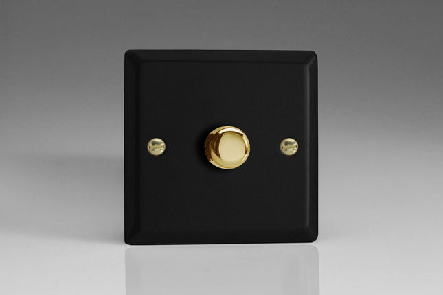 Varilight Matt Black Vogue Collection V-Pro LED Dimmer 1-Gang 1or2 Way 1x 400W Push-on/Push-Off (Matrix)