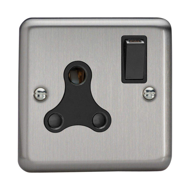 Varilight 1-Gang 15A Round Pin Plug Socket Matt Chrome XSRP15AB