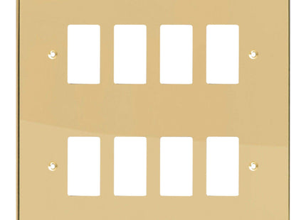 Varilight 8-Gang Grid Plate (Double Twin Plate) Polished Brass XDVPG8-P