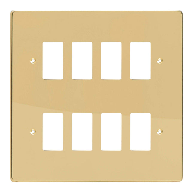 Varilight 8-Gang Grid Plate (Double Twin Plate) Polished Brass XDVPG8-P