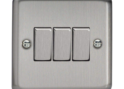 Varilight XS3D Rocker Switches 3 Gang Steel