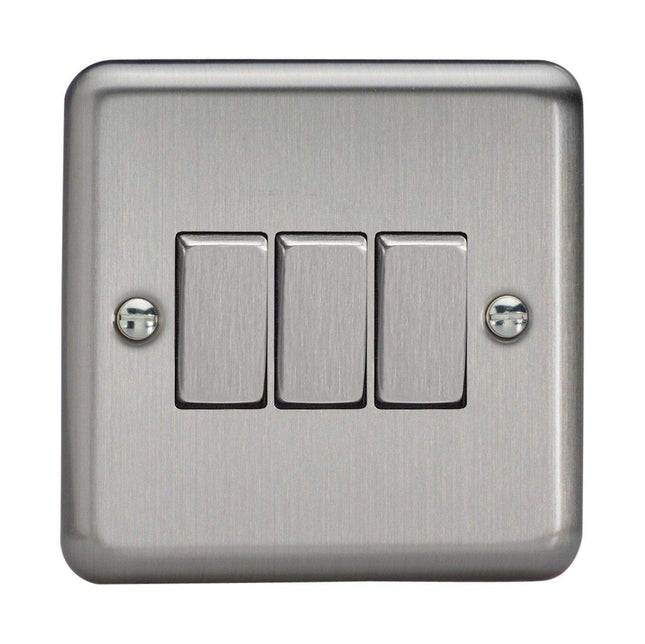 Varilight XS3D Rocker Switches 3 Gang Steel