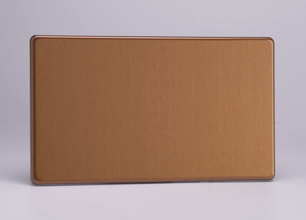 Varilight Flat Plate Screwless Brushed Bronze Double Blank Plate