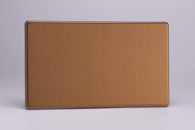 Varilight Flat Plate Screwless Brushed Bronze Double Blank Plate
