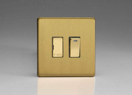 Varilight 13A Switched Fused Spur + Neon with Metal Inserts Brushed Brass XDB6NDS