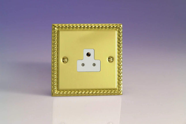 Varilight 1-Gang 2A Round Pin Plug Socket Georgian Brass XGRP2AW