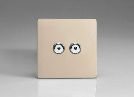 Varilight V-Pro IR 2-Gang 1-Way Remote/Touch Control Master LED Dimmer Light Switch 2 x 0-100W (Max 10 LEDs) Satin Chrome IJDNI102S