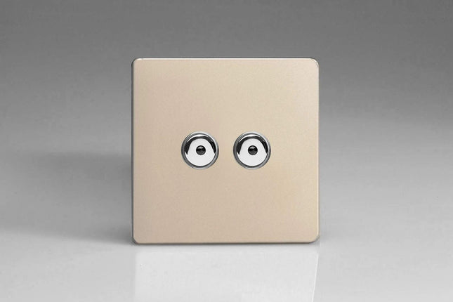 Varilight V-Pro IR 2-Gang 1-Way Remote/Touch Control Master LED Dimmer Light Switch 2 x 0-100W (Max 10 LEDs) Satin Chrome IJDNI102S