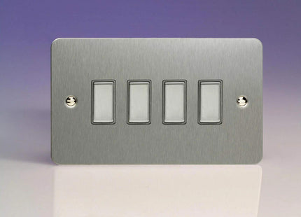 Varilight 4-Gang Tactile Touch Control Dimming Light Switch Slave for use with Eclique2 Master on 2-Way Circuits (Twin Plate) Brushed Steel JFSES004