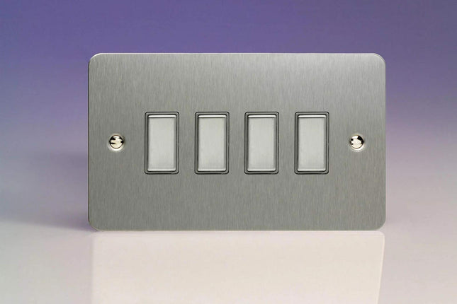 Varilight 4-Gang Tactile Touch Control Dimming Light Switch Slave for use with Eclique2 Master on 2-Way Circuits (Twin Plate) Brushed Steel JFSES004