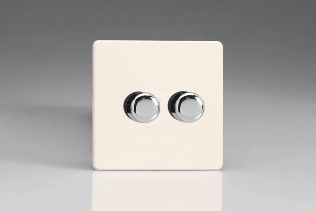 Varilight Primed Ready to Paint Flat Plate Screwless V-Pro 2X 250W 2-Way Push-on Push-Off Trailing Edge Dimmer