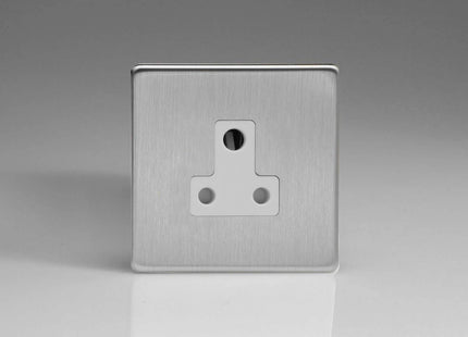 Varilight 1-Gang 5A Round Pin Plug Socket Brushed Steel XDSRP5AWS
