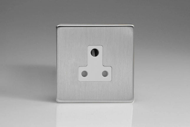 Varilight 1-Gang 5A Round Pin Plug Socket Brushed Steel XDSRP5AWS