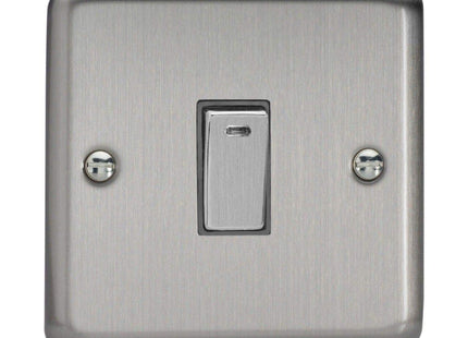 Varilight 1-Gang 20A Double Pole Rocker Light Switch + Neon Indicator Light with Metal Rockers Matt Chrome XS20ND