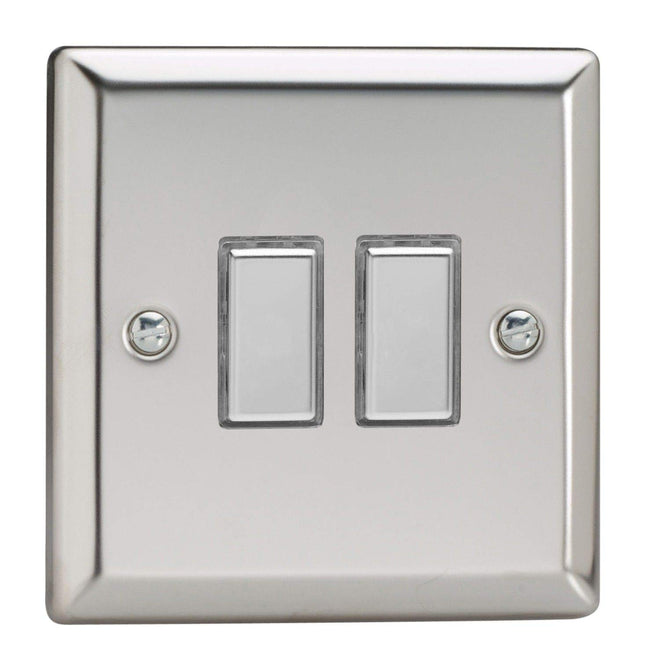 Varilight Eclique 2 2-Gang Tactile Touch Control Dimming Light Switch Slave for use with Eclique2 Master on 2-Way Circuits Mirror Chrome JCES002