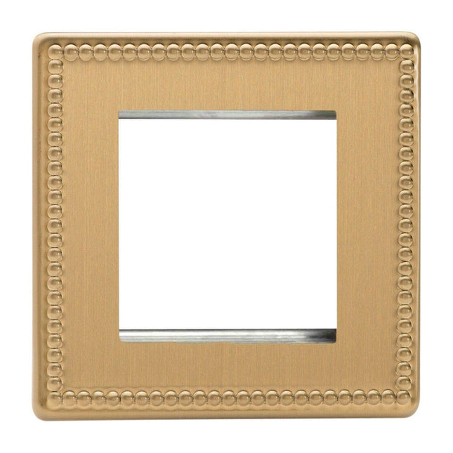 Varilight Single Size Data Grid Face Plate For 2 Data Modules, Dimension Screwless Jubilee Brushed Brass XDYG2S.JB