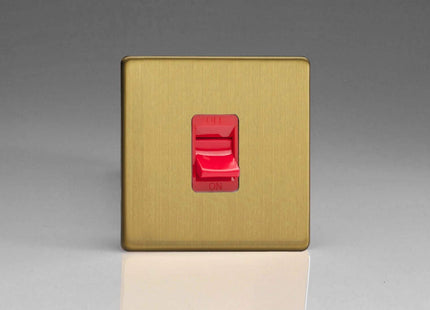 Varilight XDB45SS Screwless Brushed Brass 45A DP Cooker Switch Single Plate