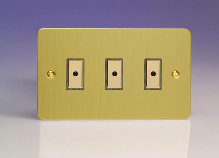 Varilight 3-Gang 1-Way Remote/Tactile Touch Control Master LED Dimmer Light Switch 3 x 0-100W (Max 10 LEDs) Brushed Brass JFBE103