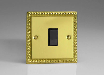 Varilight 1-Gang 20A Double Pole Rocker Light Switch Georgian Brass XG20B