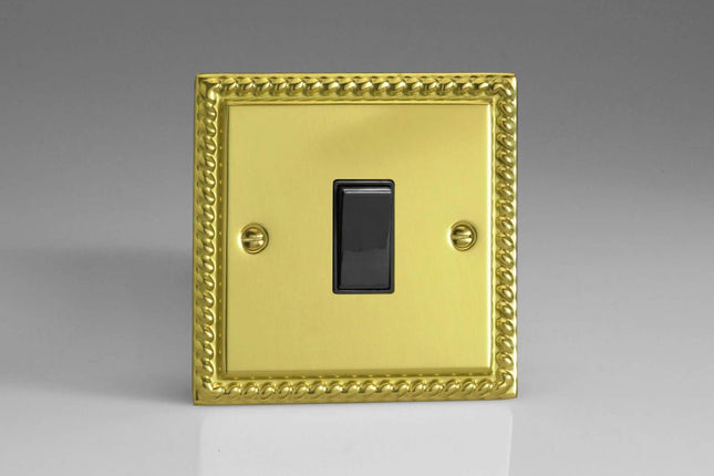 Varilight XG1B Rocker Switches Georgian Brass Black 1-Gang