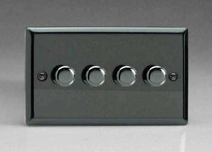 Varilight Classic V-Pro Iridium Black 4 Gang LED Trailing Edge Dimmer Switch 1 or 2 Way