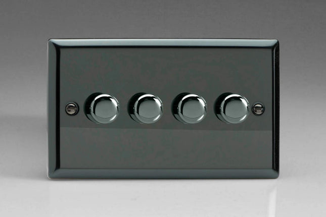 Varilight Classic V-Pro Iridium Black 4 Gang LED Trailing Edge Dimmer Switch 1 or 2 Way