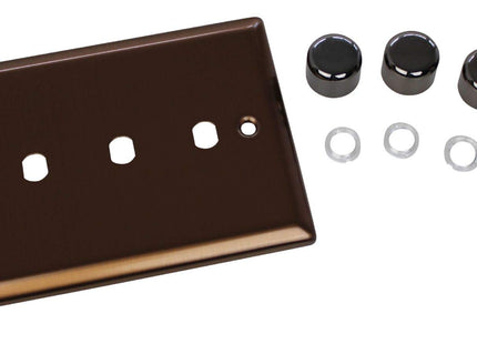 Varilight WYD4.BZ Urban Brushed Bronze 4 Gang Dimmer Plate Only + Dimmer Knobs