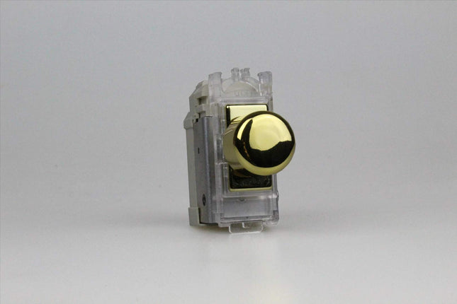 Varilight 2-Way Push-On/Off Rotary Dimmer Light Switch 40-400W (1 Grid Space) Brass GIP400V