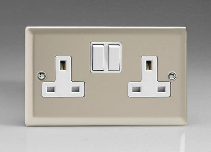 Varilight XN5W 13A Switched Socket Satin White 2-Gang