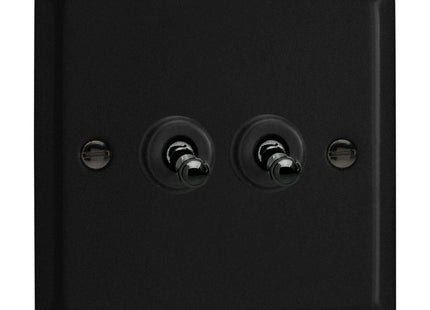 Varilight Urban Matt Black 2-Gang 2-Way 10 Amp Toggle Switch