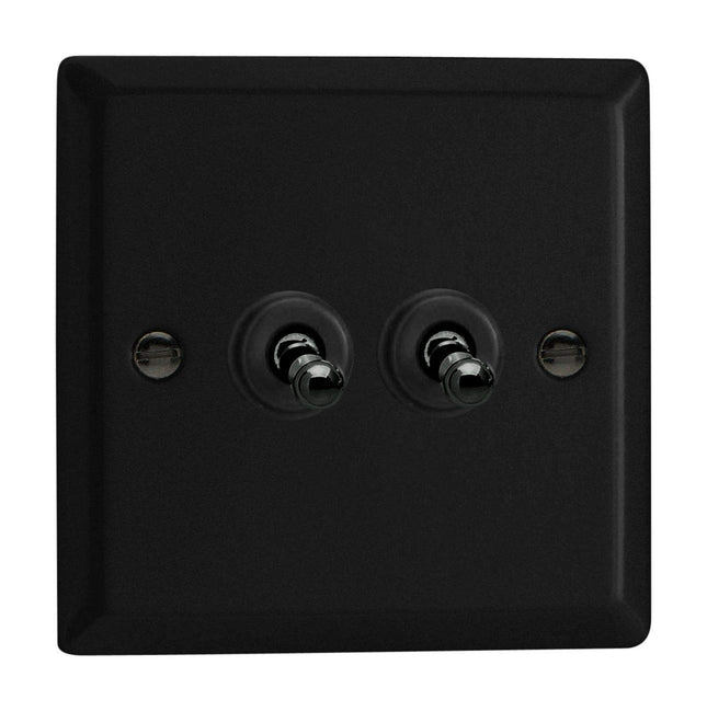 Varilight Urban Matt Black 2-Gang 2-Way 10 Amp Toggle Switch