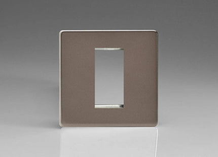Varilight Data Grid Face Plate For 1 Data Module Width Dimension Screwless Pewter XDRG1S