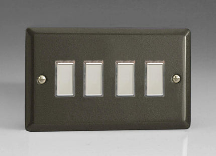 Varilight 4-Gang Tactile Touch Control Dimming Light Switch Slave for use with Eclique2 Master on 2-Way Circuits (Twin Plate) Graphite JPES004