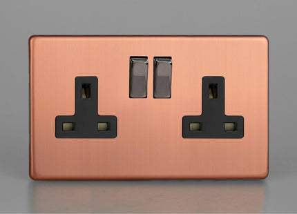 Varilight 2-Gang 13A Double Pole Switched Socket With Metal Rockers