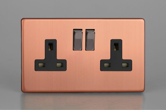 Varilight 2-Gang 13A Double Pole Switched Socket With Metal Rockers