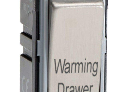 Varilight Brushed Steel Powergrid Engraved Module 20 Amp 1-Way Double Pole Switch 'Warming Drawer'