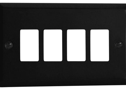 Varilight XYPGY4.MB Urban Matt Black 4 Gang PowerGrid Plate (Twin Plate)