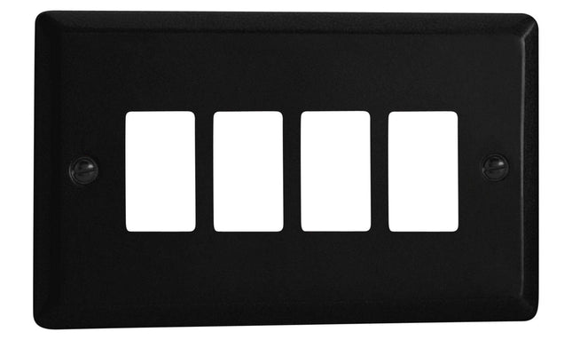 Varilight XYPGY4.MB Urban Matt Black 4 Gang PowerGrid Plate (Twin Plate)