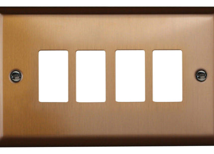 Varilight XYPGY4.BZ Urban Brushed Bronze 4 Gang PowerGrid Plate (Twin Plate)