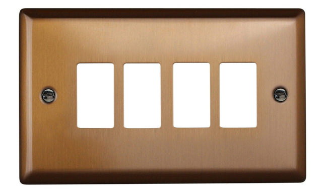 Varilight XYPGY4.BZ Urban Brushed Bronze 4 Gang PowerGrid Plate (Twin Plate)