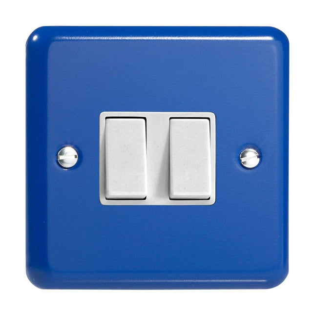 Varilight 2-Gang 10A 1- or 2-Way Rocker Light Switch Reflex Blue XY2W.RB